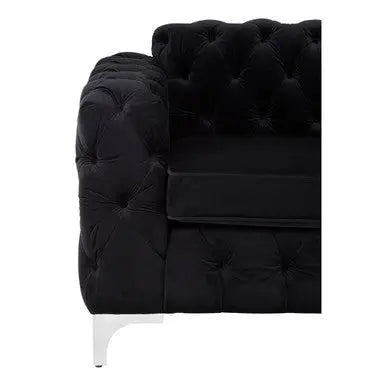 Madina Black Velvet Chesterfield Chair with Silver Finish Feet