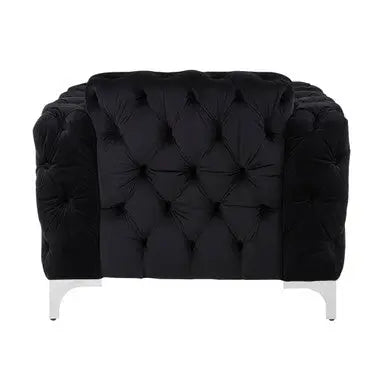 Madina Black Velvet Modern Chesterfield Chair