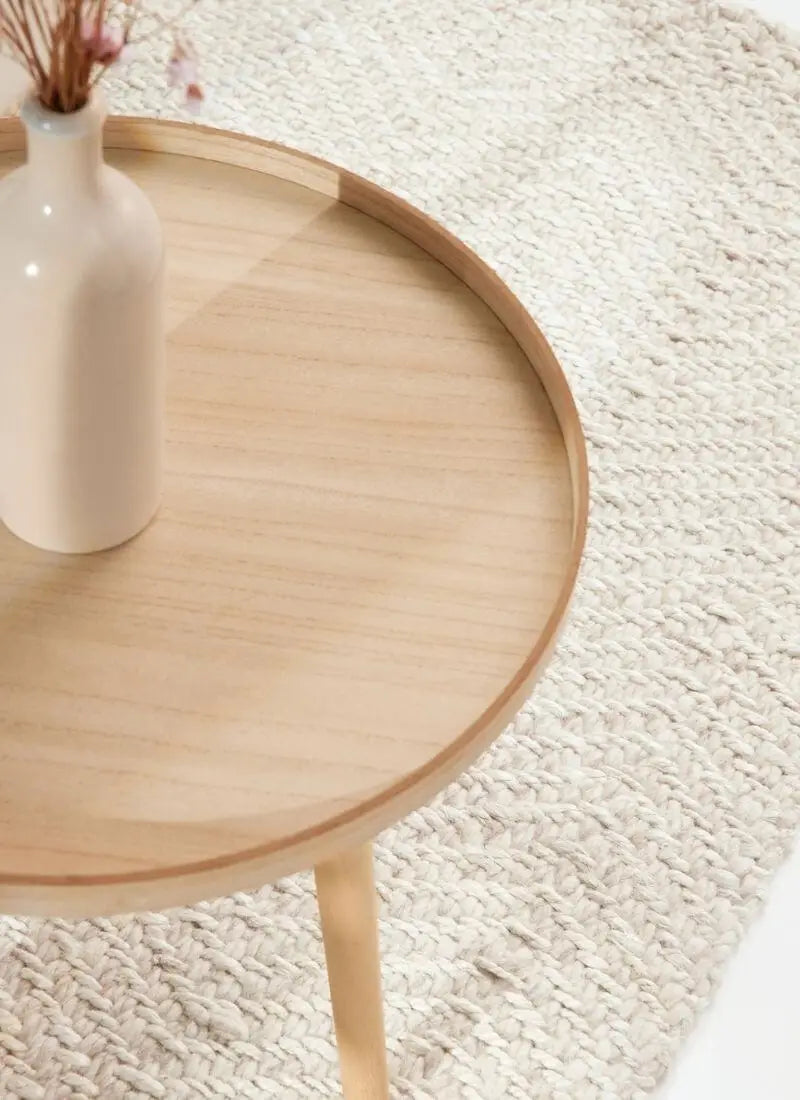 Majoli Natural White Herringbone Wool & Jute Rug