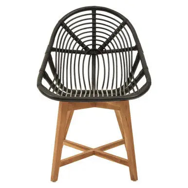 Manado Black Natural Rattan And Teak Chair