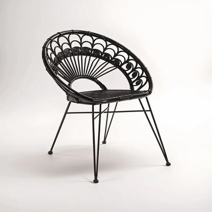 Manado Black Rattan Chair with Round Back