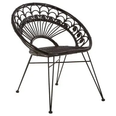 Manado Black Rattan Chair with Round Back