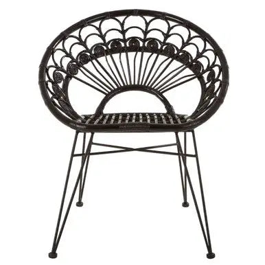 Manado Black Rattan Chair with Round Back