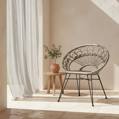 Manado Grey Rattan Chair with Round Back