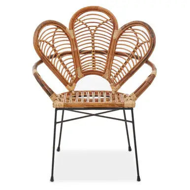 Manado Natural Rattan Armchair with Scalloped Back