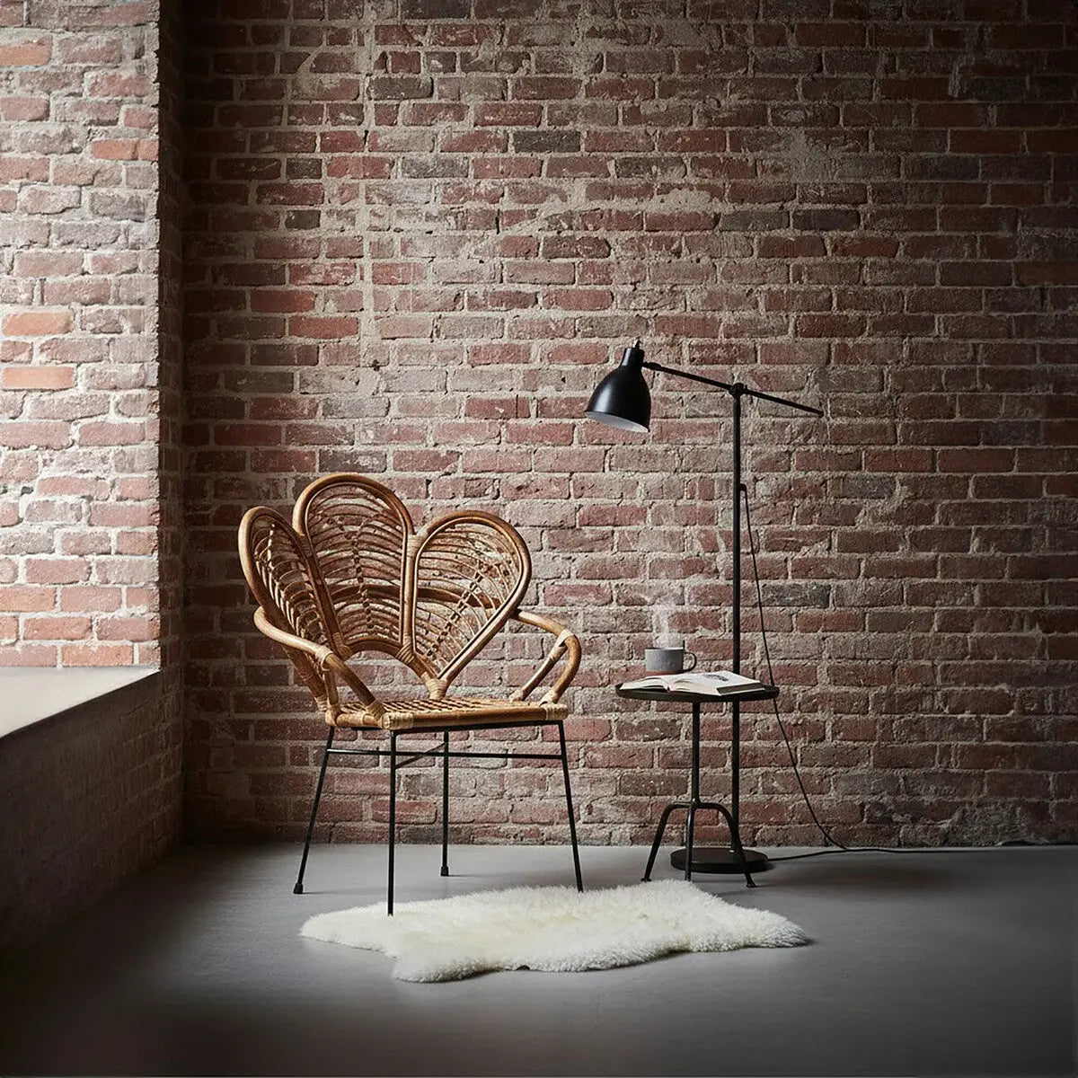 Manado Natural Rattan Armchair with Scalloped Back