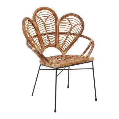 Manado Natural Rattan Armchair with Scalloped Back