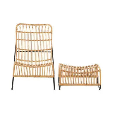 Manado Natural Rattan Chair and Footstool Set