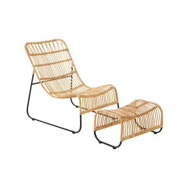 Manado Natural Rattan Chair and Footstool Set