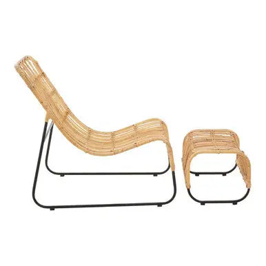 Manado Natural Rattan Chair and Footstool Set
