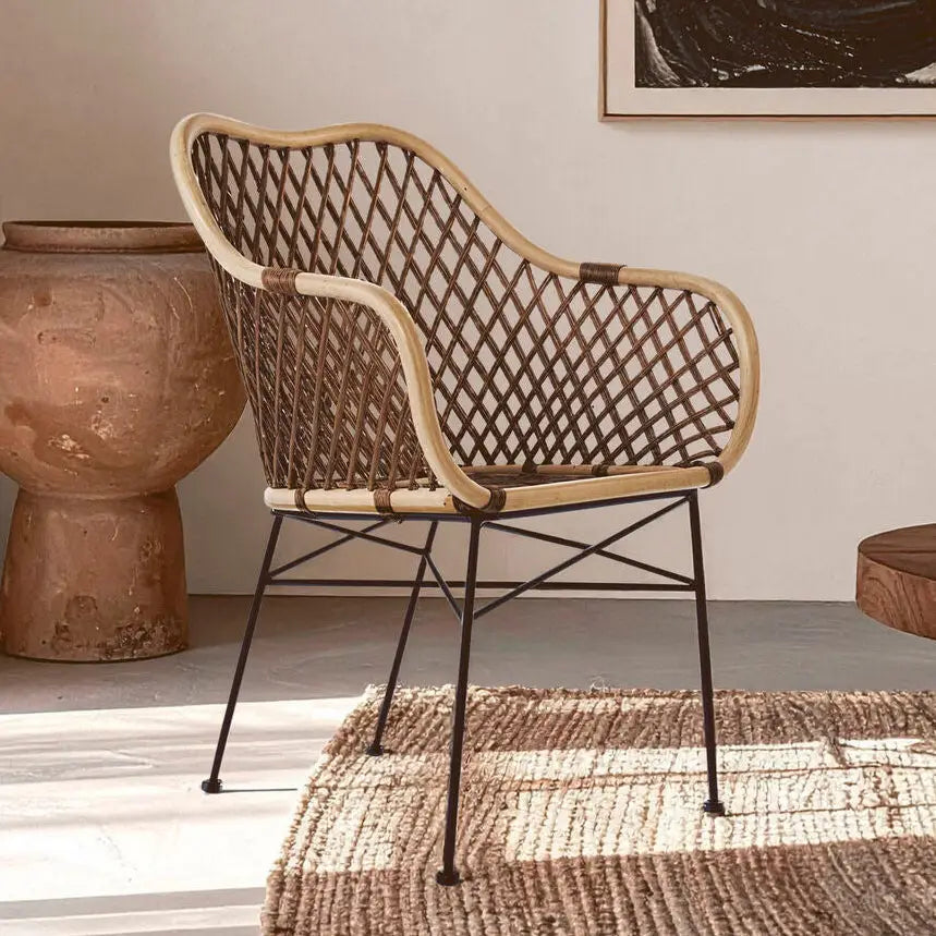 Manado Natural Rattan Chair with Black Finish Legs