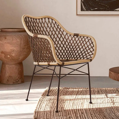 Manado Natural Rattan Chair with Black Finish Legs