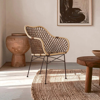 Manado Natural Rattan Chair with Black Finish Legs