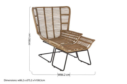 Manado Natural Rattan Lounge Chair And Footstool