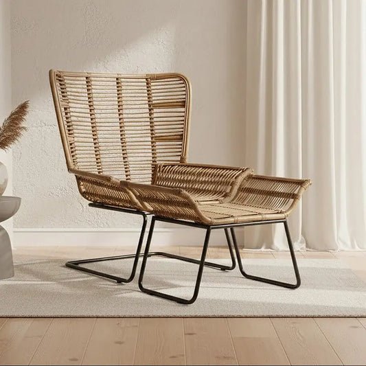 Manado Natural Rattan Lounge Chair And Footstool