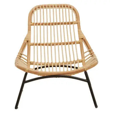 Manado Natural Rattan Lounge Chair with Black Finish Legs