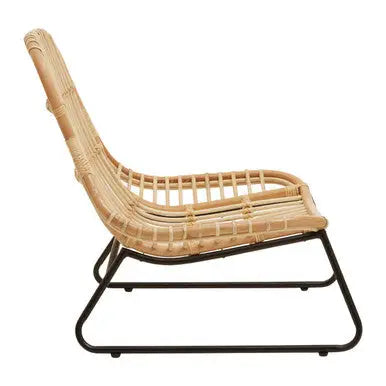 Manado Natural Rattan Lounge Chair with Black Finish Legs