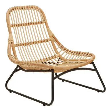 Manado Natural Rattan Lounge Chair with Black Finish Legs