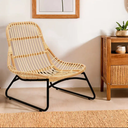 Manado Natural Rattan Lounge Chair with Black Finish Legs