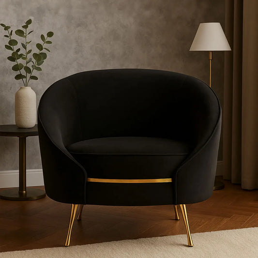 Manhattan Black Velvet Cocoon Chair