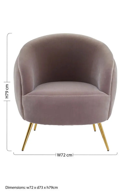 Manhattan Mink Velvet Curved Accent Chair