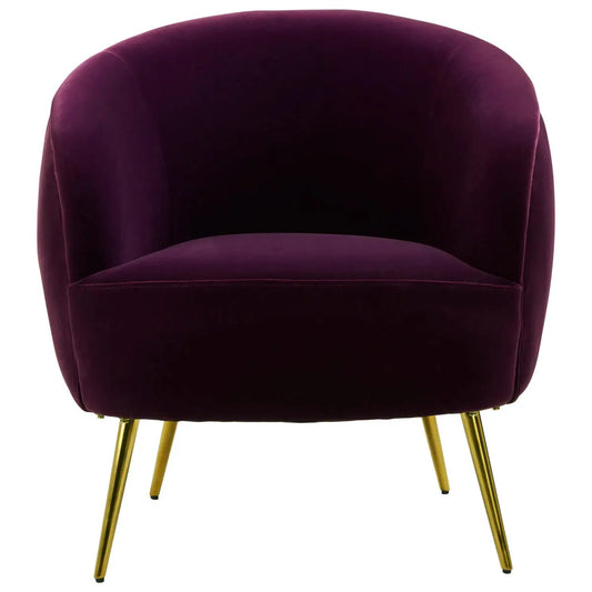 Manhattan Purple Velvet Curved Accent Chair