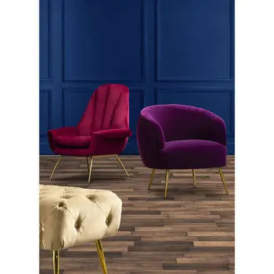 Manhattan Purple Velvet Curved Accent Chair