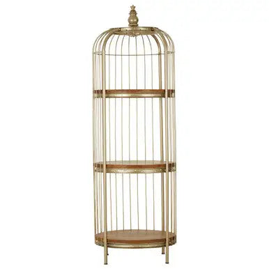 Mantis Champagne Gold Finish Medium 3 Tier Birdcage Shelf Unit
