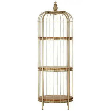 Mantis Champagne Gold Finish Medium 3 Tier Birdcage Shelf Unit