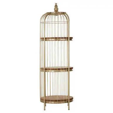 Mantis Champagne Gold Finish Medium 3 Tier Birdcage Shelf Unit