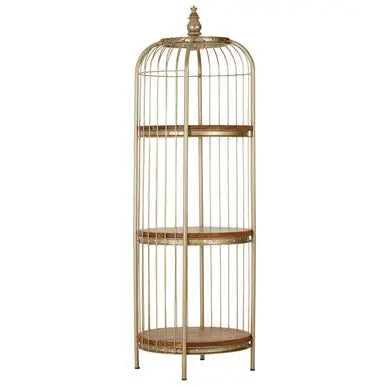 Mantis Champagne Gold Finish Medium 3 Tier Birdcage Shelf Unit