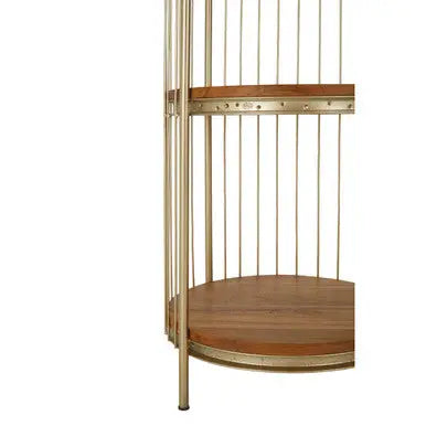 Mantis Champagne Gold Finish Medium 3 Tier Birdcage Shelf Unit