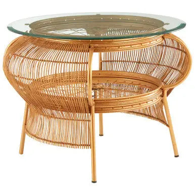 Mantis Gold Finish and Bamboo Bicycle Design Large Coffee Table