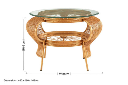 Mantis Gold Finish and Bamboo Bicycle Design Large Coffee Table