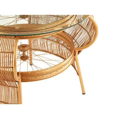 Mantis Gold Finish and Bamboo Bicycle Design Large Coffee Table