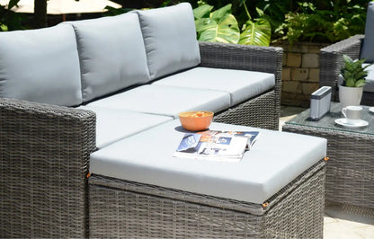 Marbella Grey 5 Seater Chaise Garden Sofa Set and Cushion Box Bundle