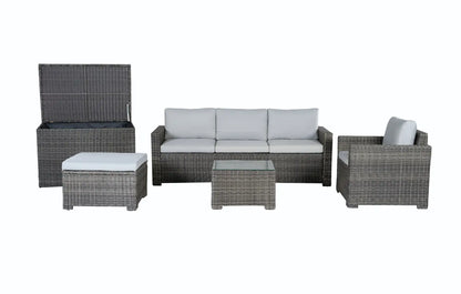 Marbella Grey 5 Seater Chaise Garden Sofa Set and Cushion Box Bundle