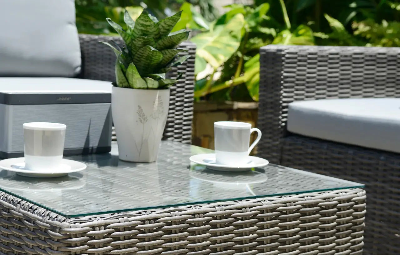 Marbella Grey 5 Seater Chaise Garden Sofa Set and Cushion Box Bundle