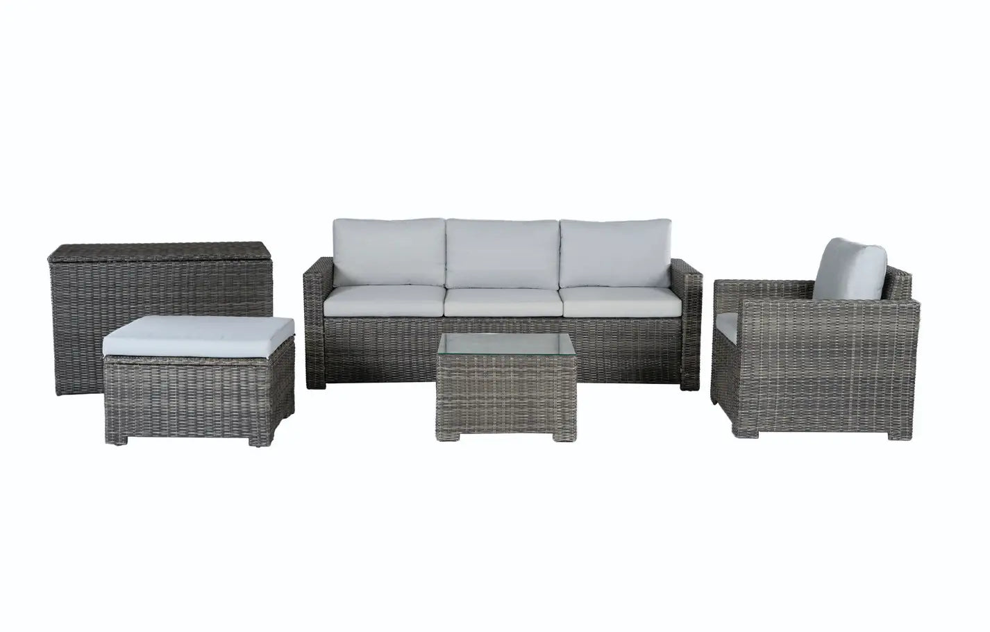 Marbella Grey 5 Seater Chaise Garden Sofa Set and Cushion Box Bundle