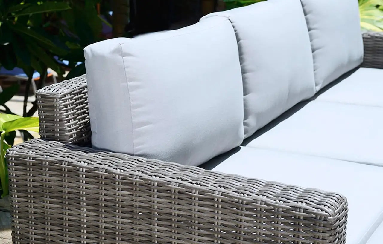 Marbella Grey 5 Seater Chaise Garden Sofa Set, Cover and Cushion Box Bundle