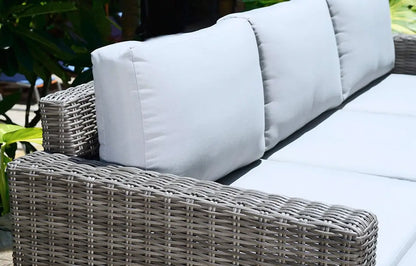 Marbella Grey 5-Seater Garden Sofa Set with Ottoman and Cover Bundle