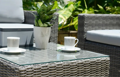 Marbella Grey 5-Seater Garden Sofa Set with Ottoman and Cover Bundle