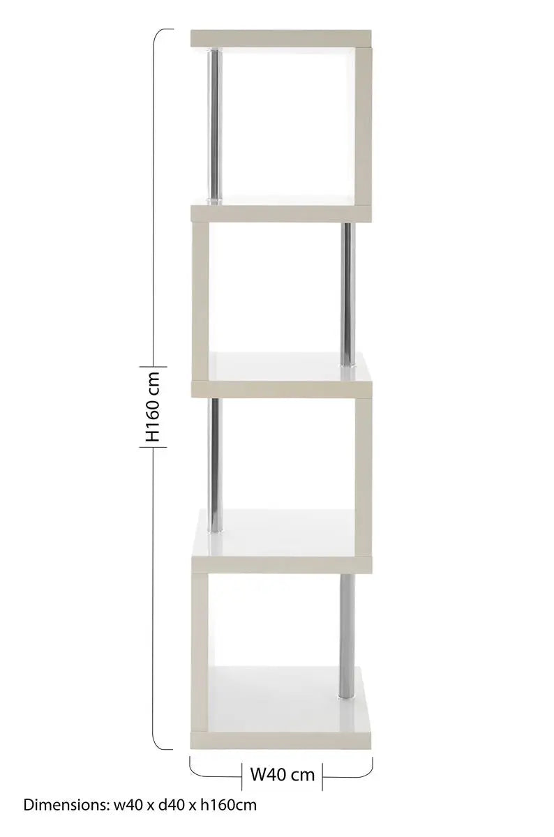 Maze White Gloss Finish 4 Tier Shelf Unit