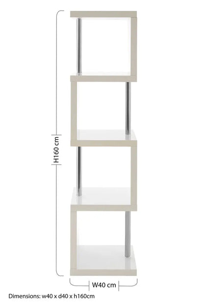 Maze White Gloss Finish 4 Tier Shelf Unit