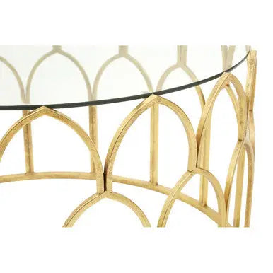 Merlin Gold Finish Coffee Table with Glass Top