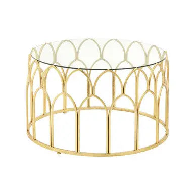 Merlin Gold Finish Coffee Table with Glass Top