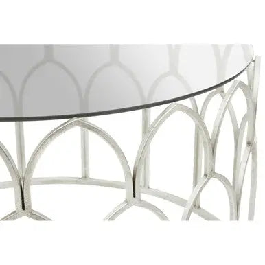 Merlin Silver Finish Coffee Table with Glass Top