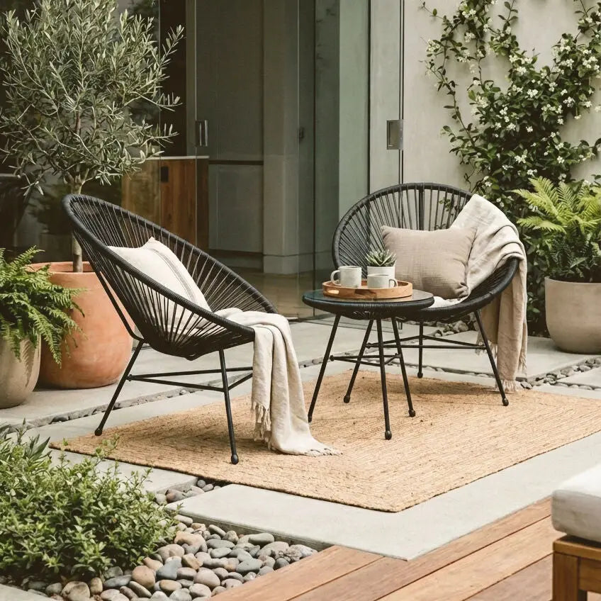 Miami Black Rattan 3 Piece Patio Set