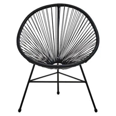 Miami Black Rattan 3 Piece Patio Set with Glass Top Table