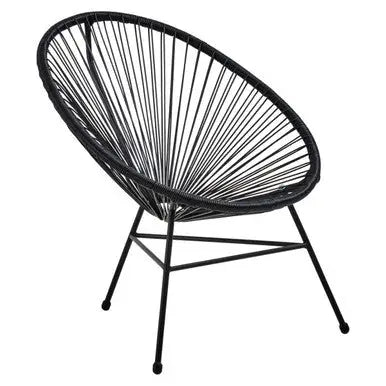 Miami Black Rattan 3 Piece Patio Set with Glass Top Table